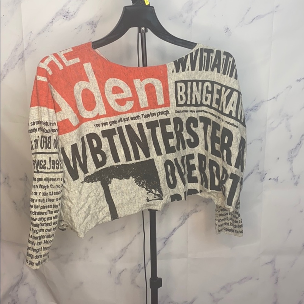Cropped Newspaper-Style Sweater